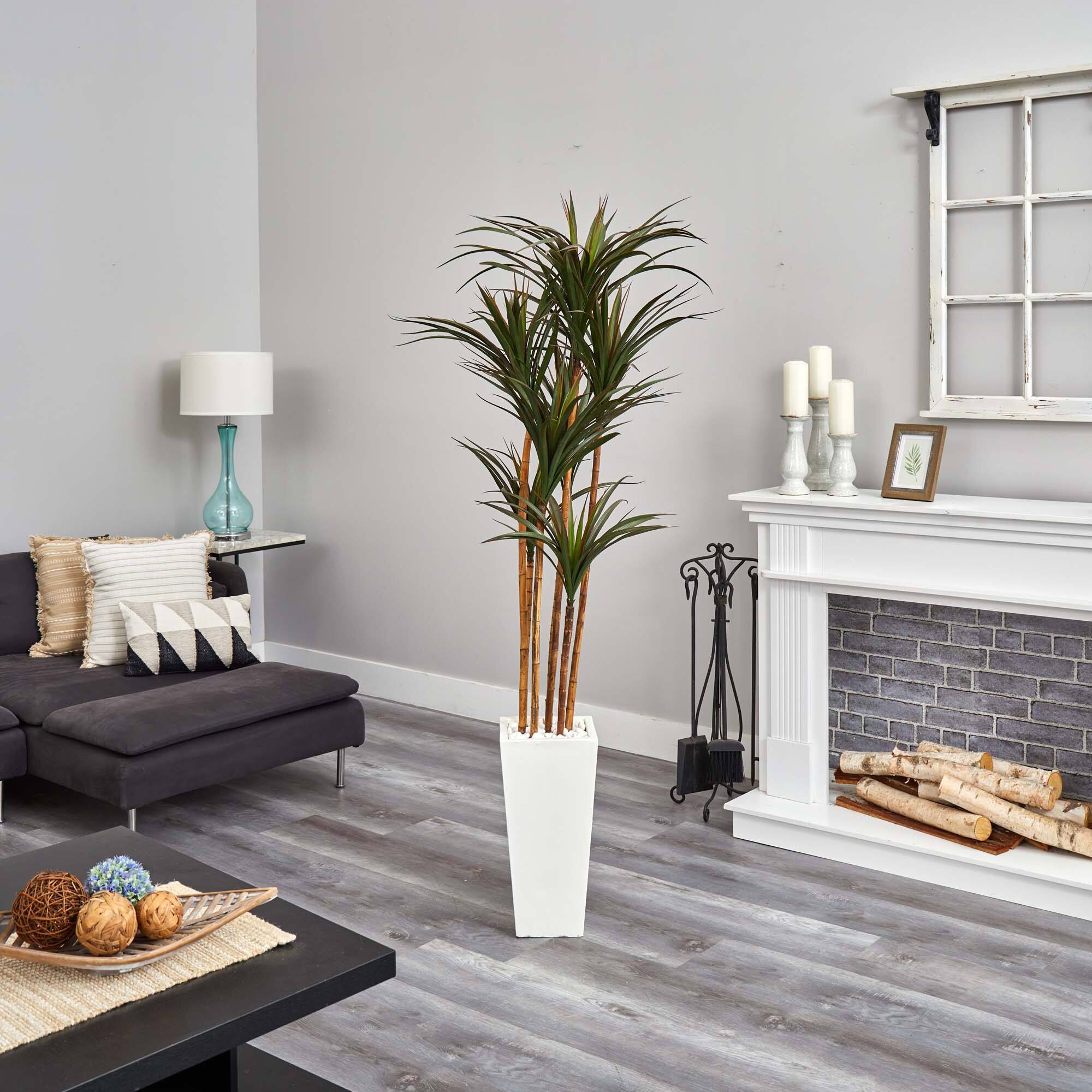 6.5ft. Giant Yucca Artificial Tree in White Planter